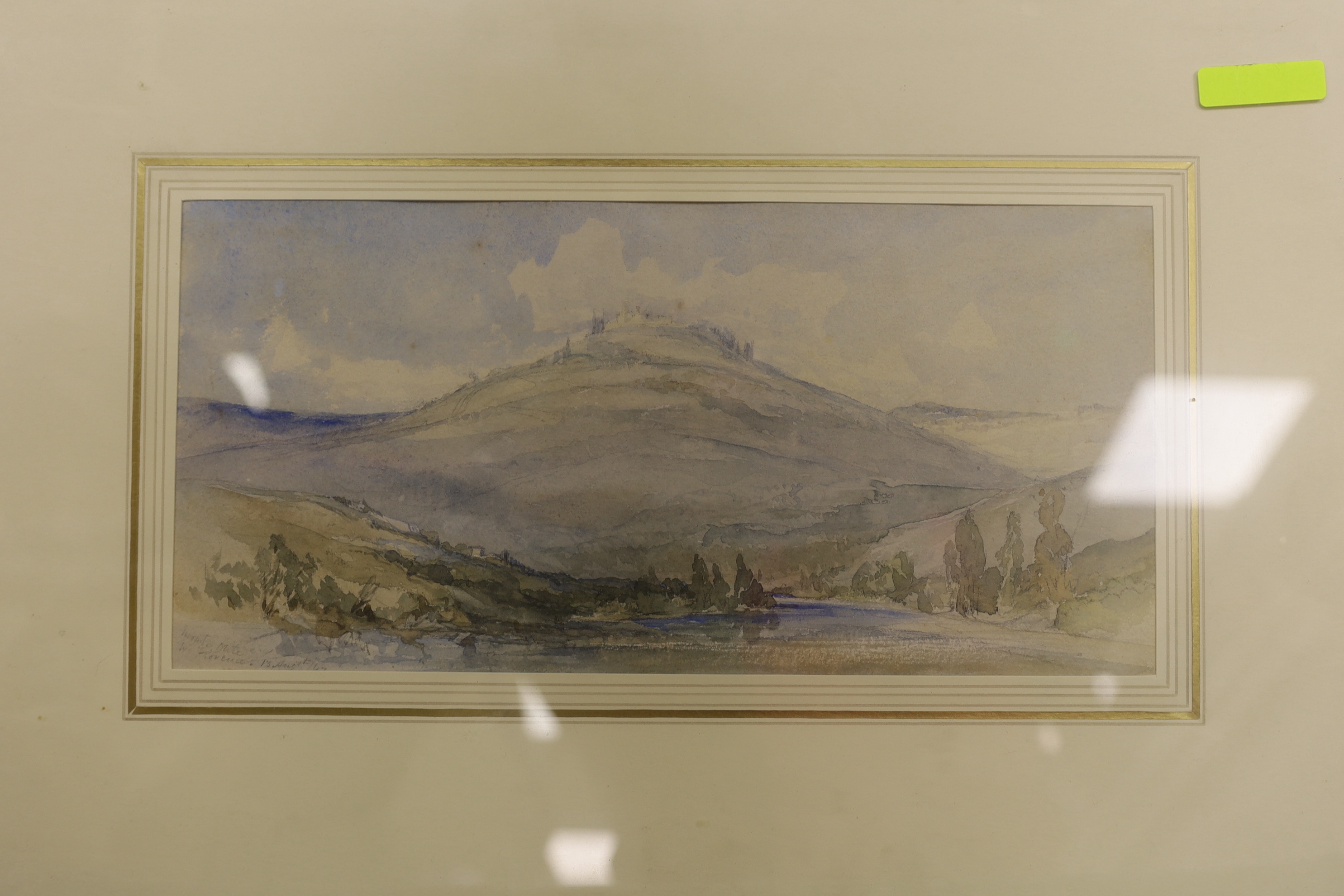 John Harper (1809-1842), watercolour, Landscape near Florence, inscribed by the artist, Abbott & Holder label verso, 14 x 29cm, together with a group of assorted paintings and prints
